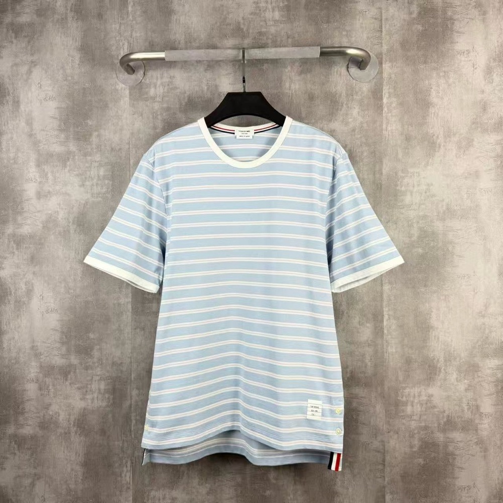 Authentic Thom Browne Sky Blue Striped Tee